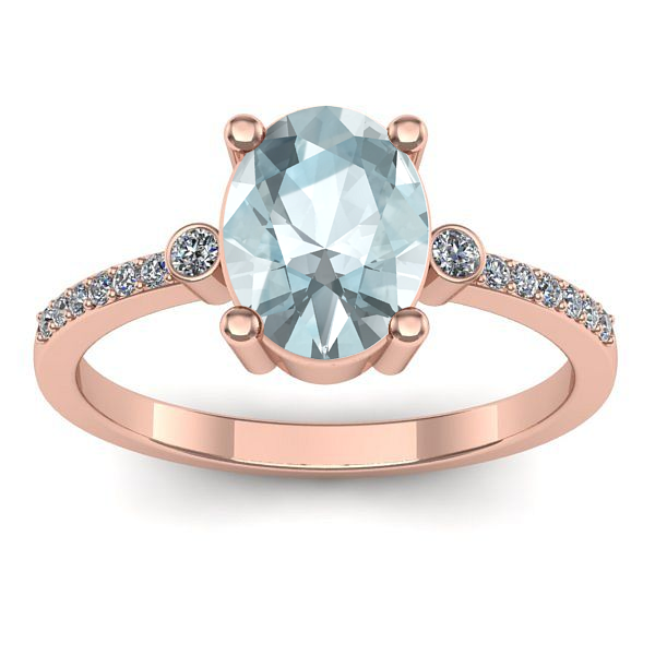 Inel de logodna cu aquamarin oval