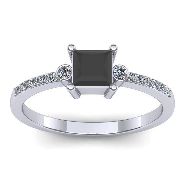 Inel logodna cu diamant negru patrat