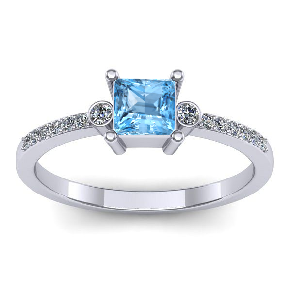 Inel logodna cu topaz blue patrat