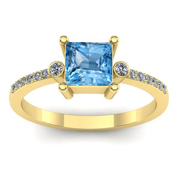 Inel logodna cu topaz blue patrat