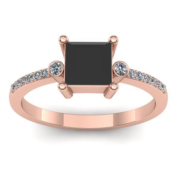 Inel cu diamant negru patrat