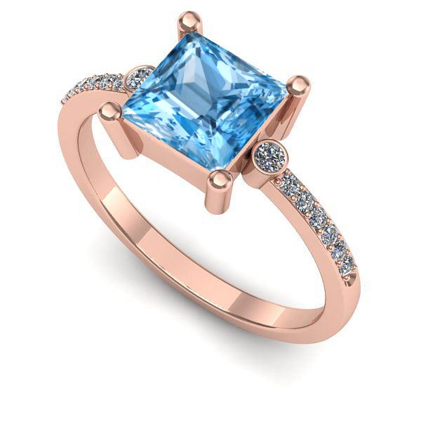 Inel din aur roz cu topaz blue