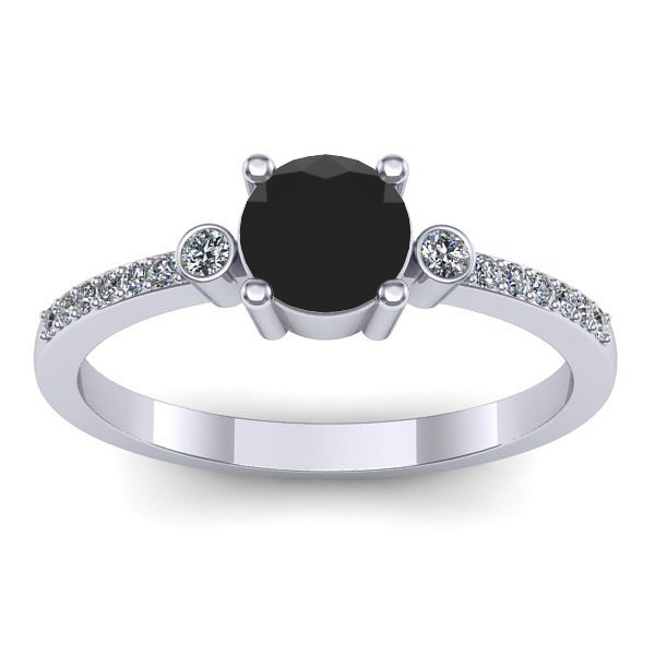 Inel cu diamant negru rotund