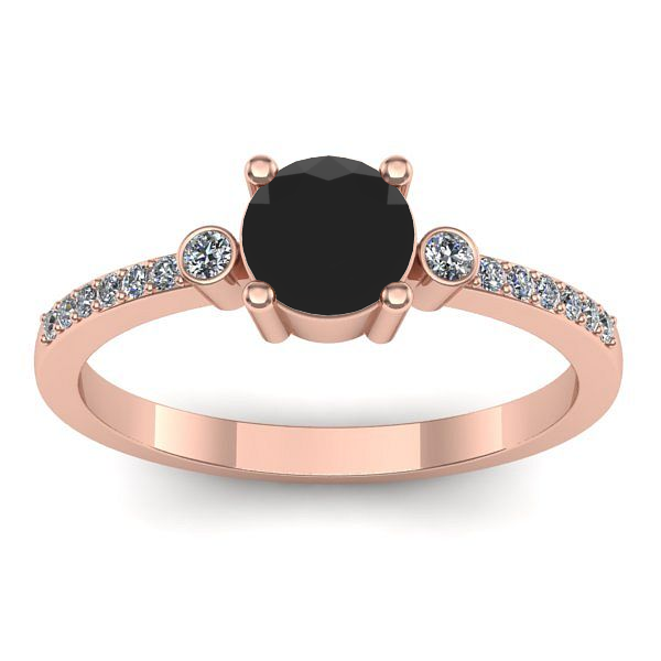 Inel de logodna cu diamant negru rotund