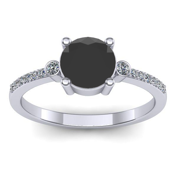Inel logodna cu diamant negru rotund