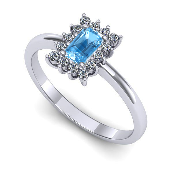Inel din aur alb cu topaz blue