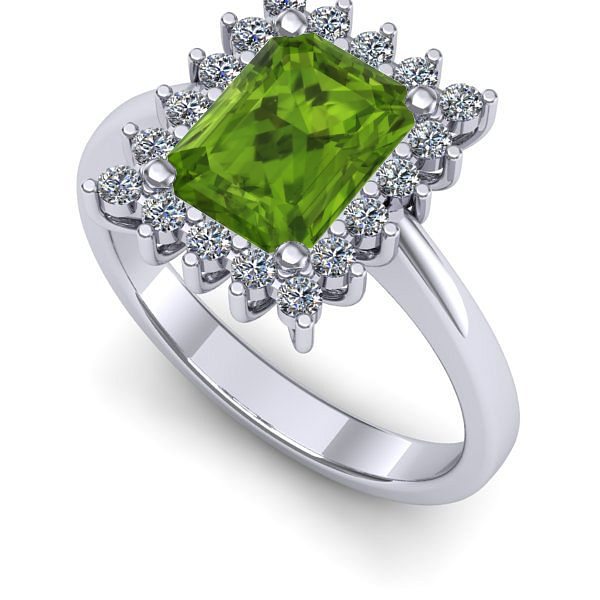 Inel din aur alb cu peridot