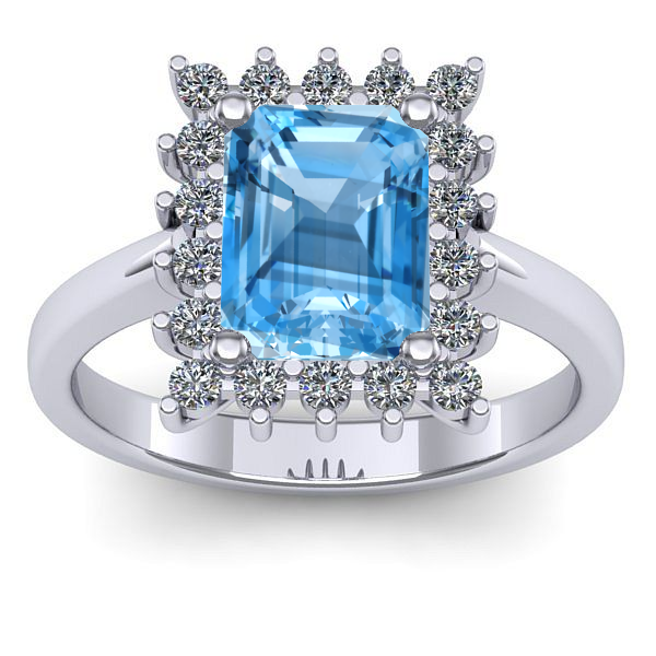 Inel cu topaz blue dreptunghiular