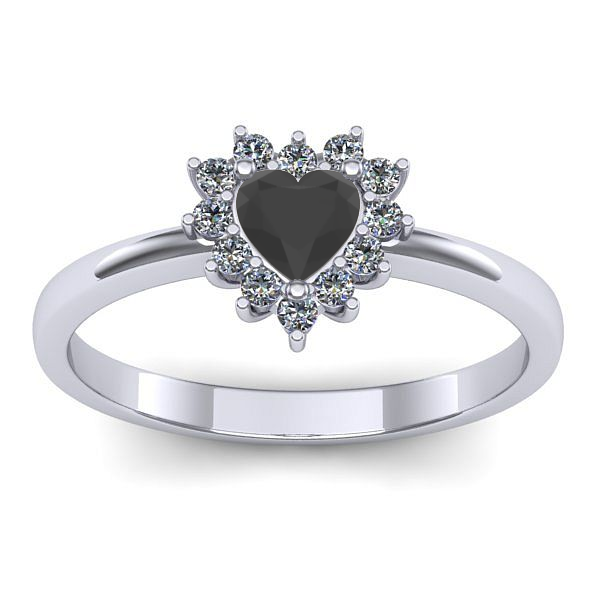 Inel de logodna cu diamant negru inima