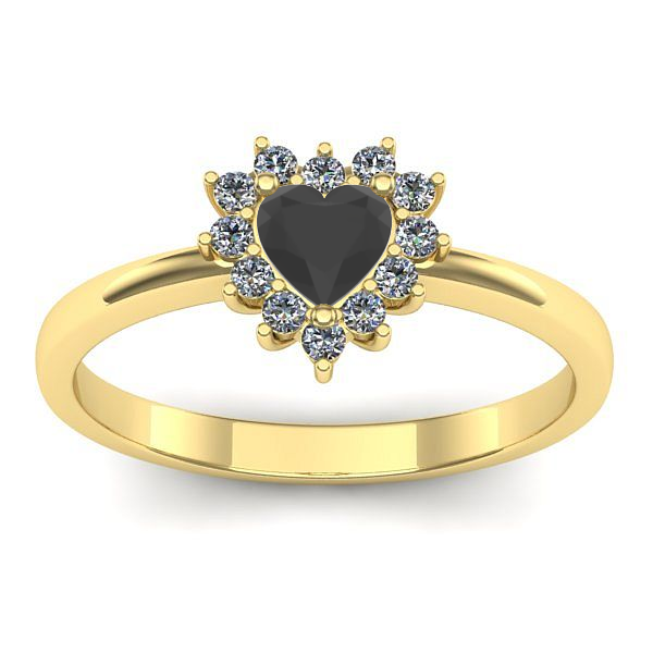 Inel cu diamant negru inima