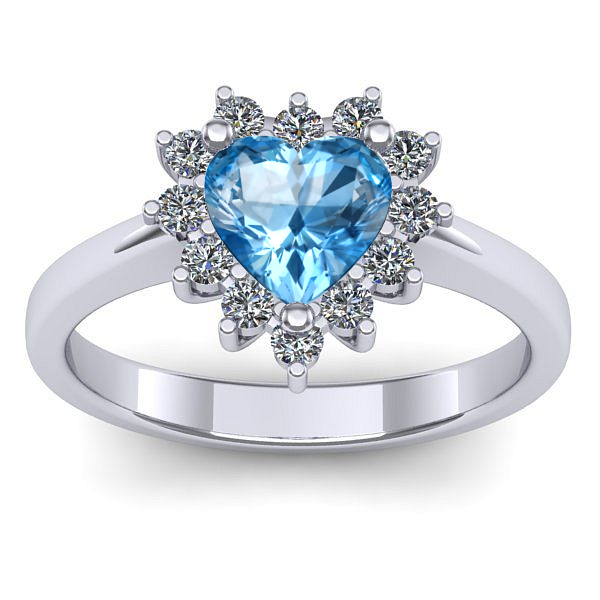 Inel de logodna cu topaz blue inima