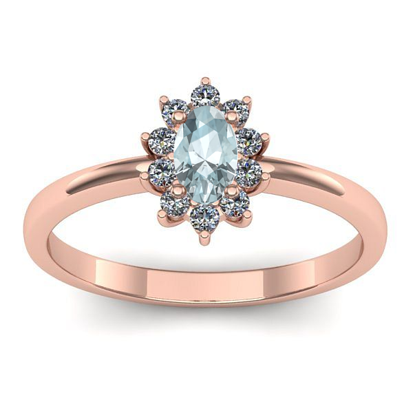 Inel logodna cu aquamarin oval