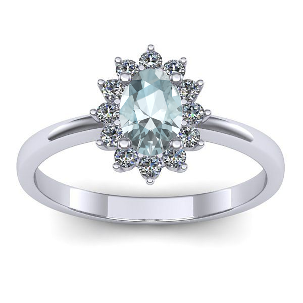 Inel cu aquamarin oval