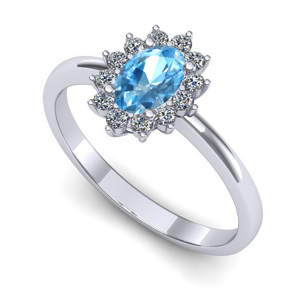 Inel de logodna din aur alb cu topaz blue