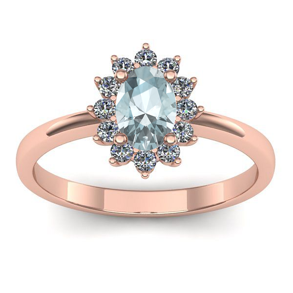 Inel cu aquamarin oval