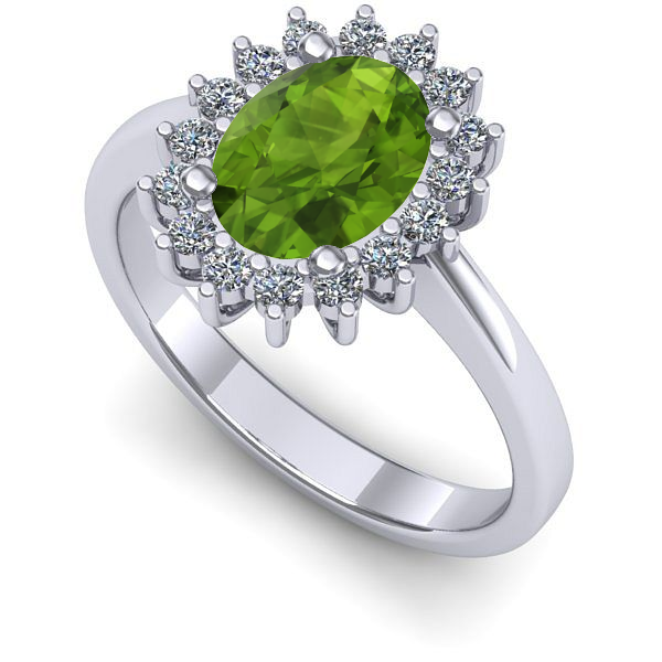 Inel din aur alb cu peridot