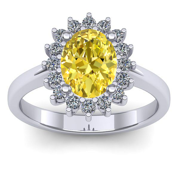 Inel cu safir galben oval