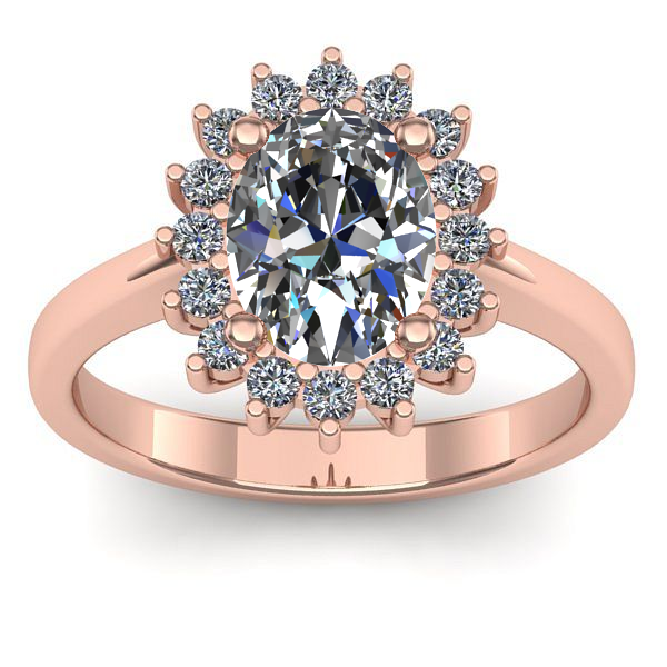 Inel cu diamant de laborator oval