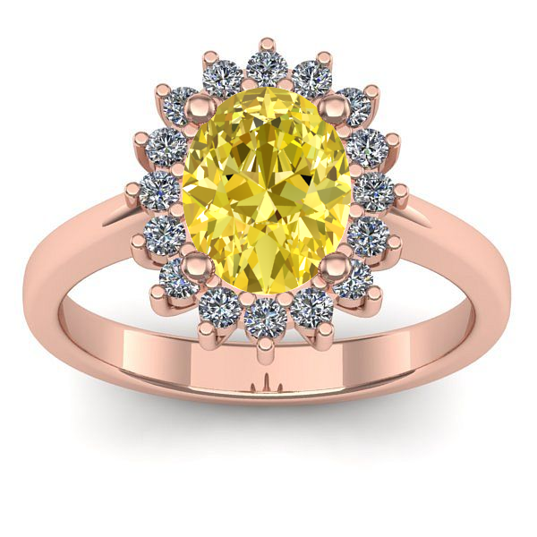 Inel cu safir galben oval