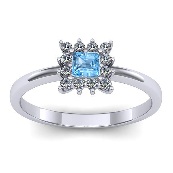 Inel de logodna cu topaz blue patrat