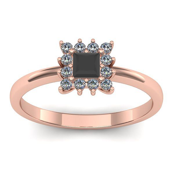 Inel cu diamant negru patrat