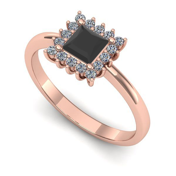 Inel din aur roz cu diamant negru