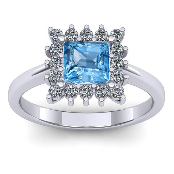 Inel de logodna cu topaz blue patrat