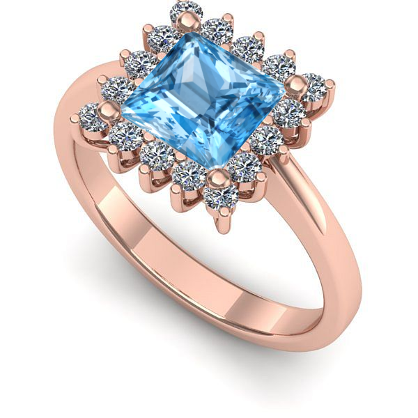 Inel din aur roz cu topaz blue