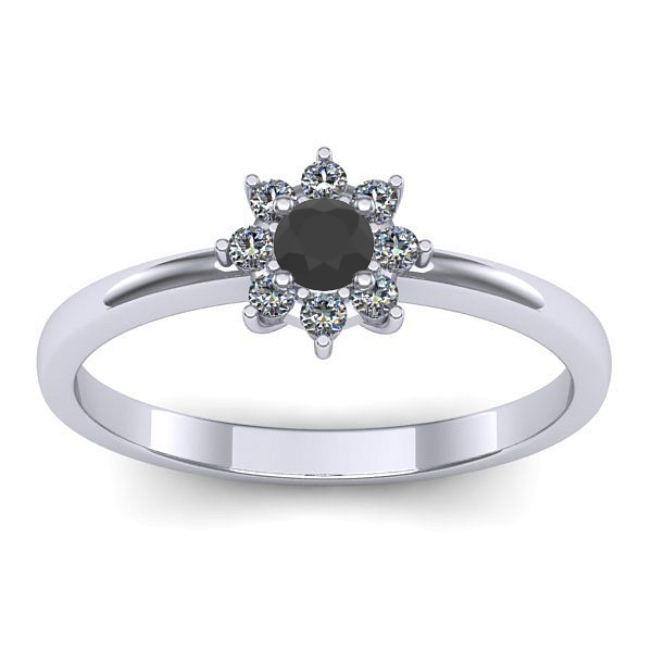 Inel de logodna cu diamant negru rotund