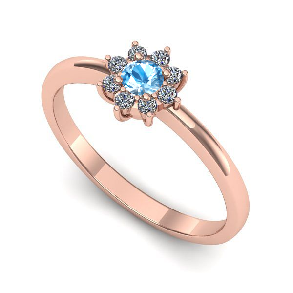 Inel de logodna din aur roz cu topaz blue