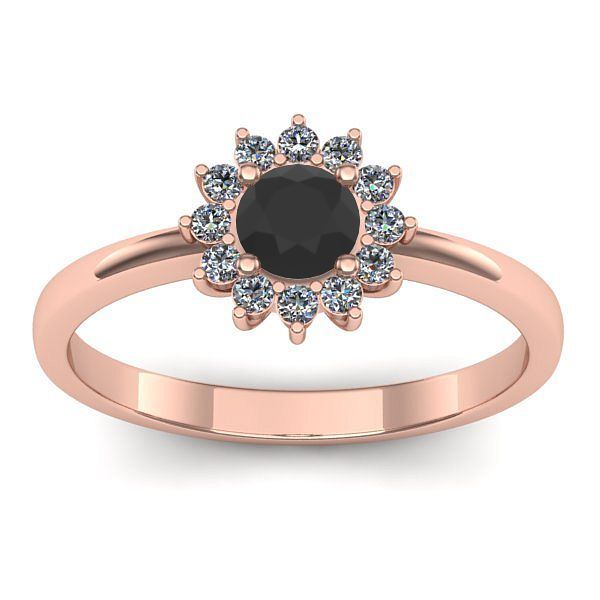 Inel cu diamant negru rotund