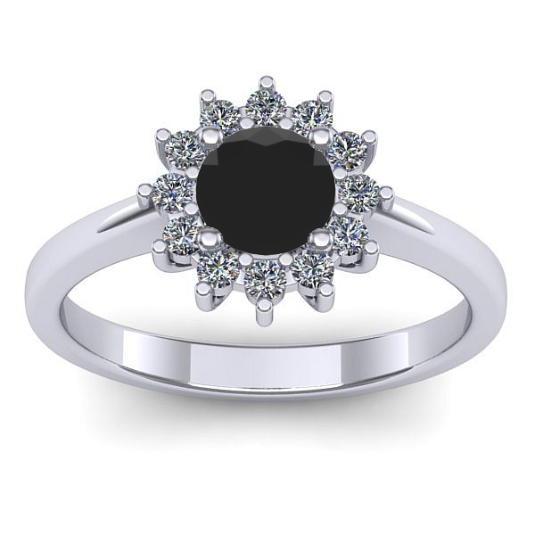 Inel de logodna cu diamant negru rotund