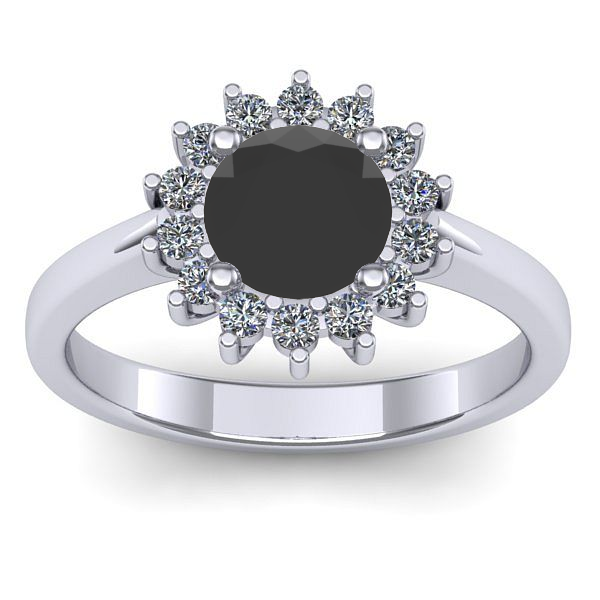 Inel cu diamant negru rotund