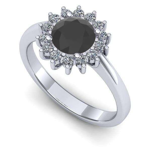 Inel logodna din aur alb cu diamant negru