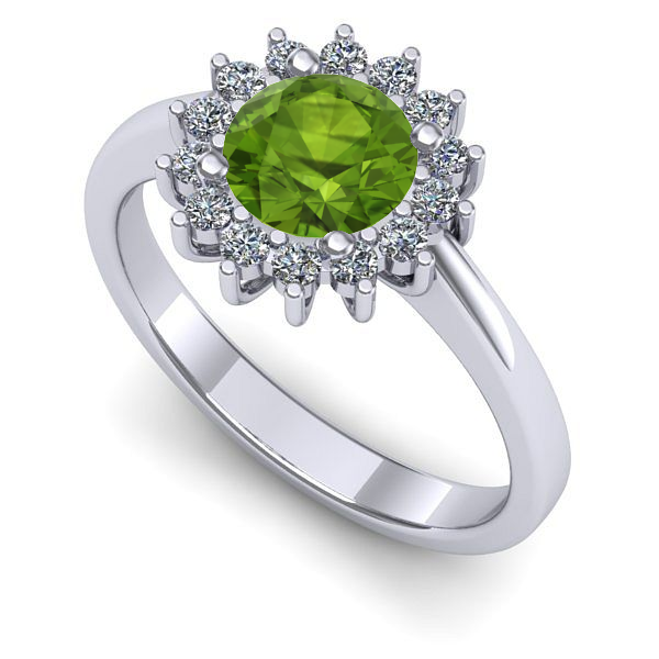 Inel de logodna din aur alb cu peridot