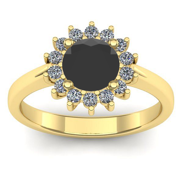 Inel cu diamant negru rotund