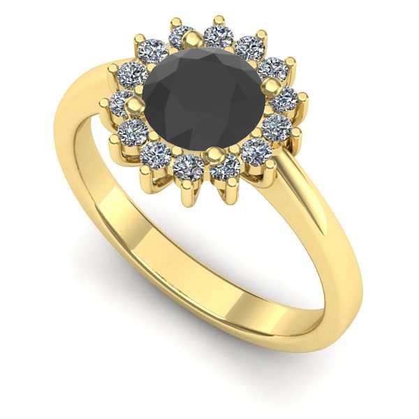Inel de logodna din aur galben cu diamant negru