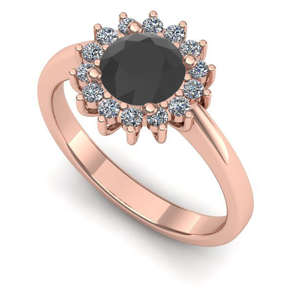 Inel de logodna din aur roz cu diamant negru