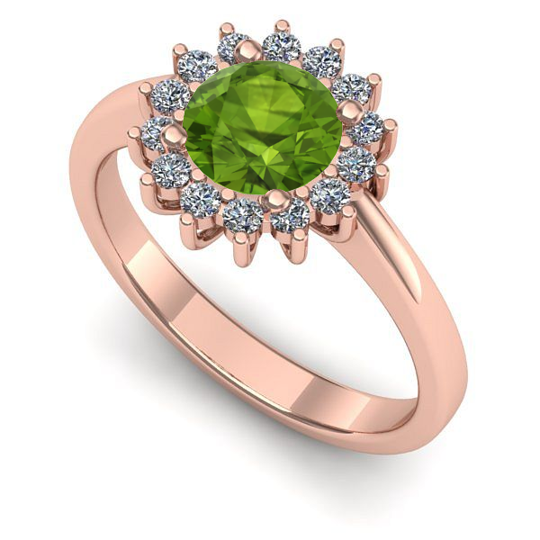 Inel logodna din aur roz cu peridot