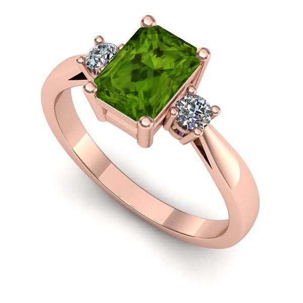 Inel logodna din aur roz cu peridot