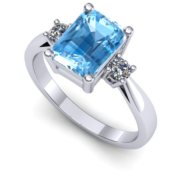 Inel din aur alb cu topaz blue