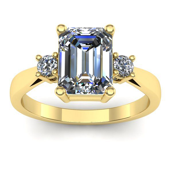 Inel cu diamant de laborator dreptunghiular