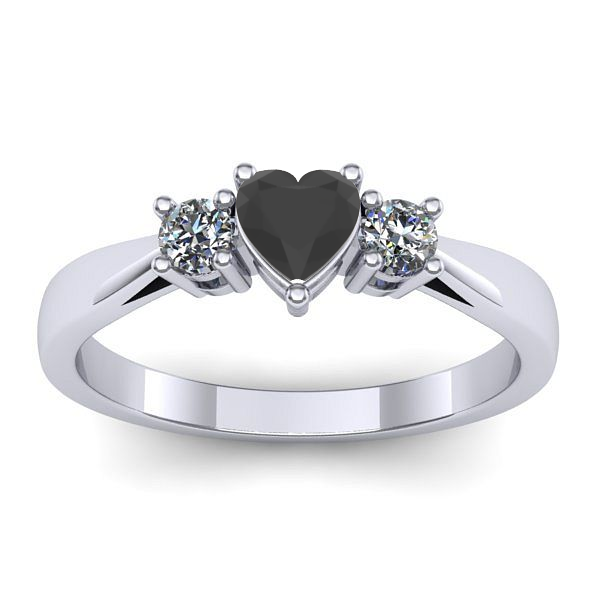 Inel cu diamant negru inima