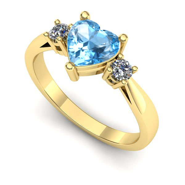 Inel logodna din aur galben cu topaz blue