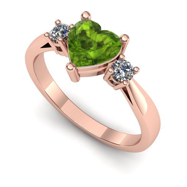 Inel logodna din aur roz cu peridot