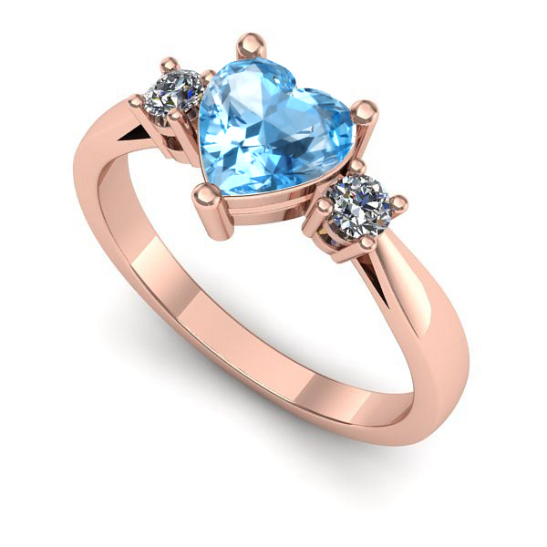Inel din aur roz cu topaz blue