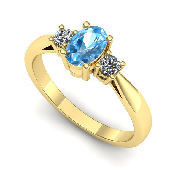 Inel logodna din aur galben cu topaz blue