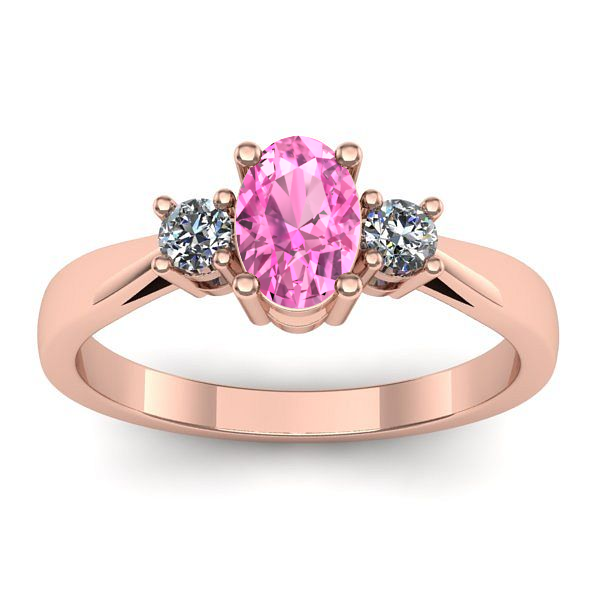 Inel cu safir roz oval