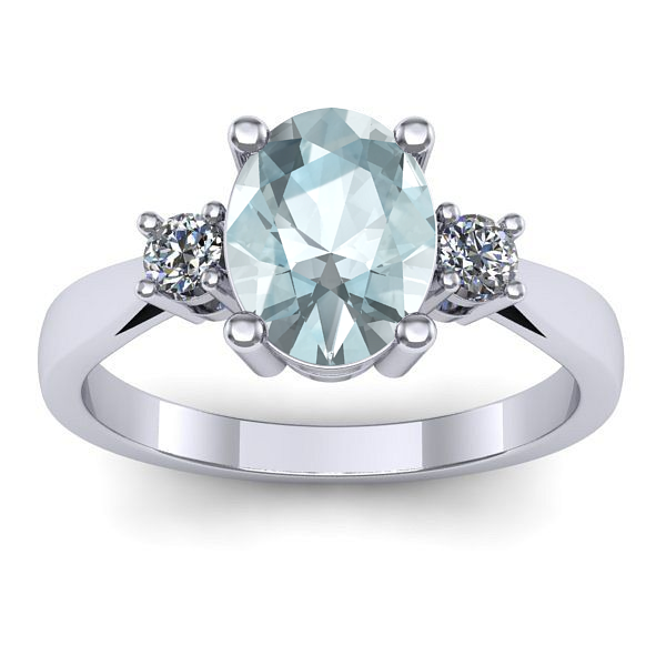 Inel logodna cu aquamarin oval