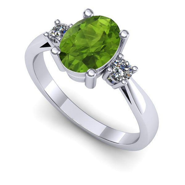 Inel de logodna din aur alb cu peridot